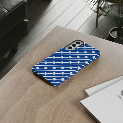 Navy Blue Seashell Phone Case for iPhone Samsung Pixel – Nautical Coastal Stripe Aesthetic - JGUS