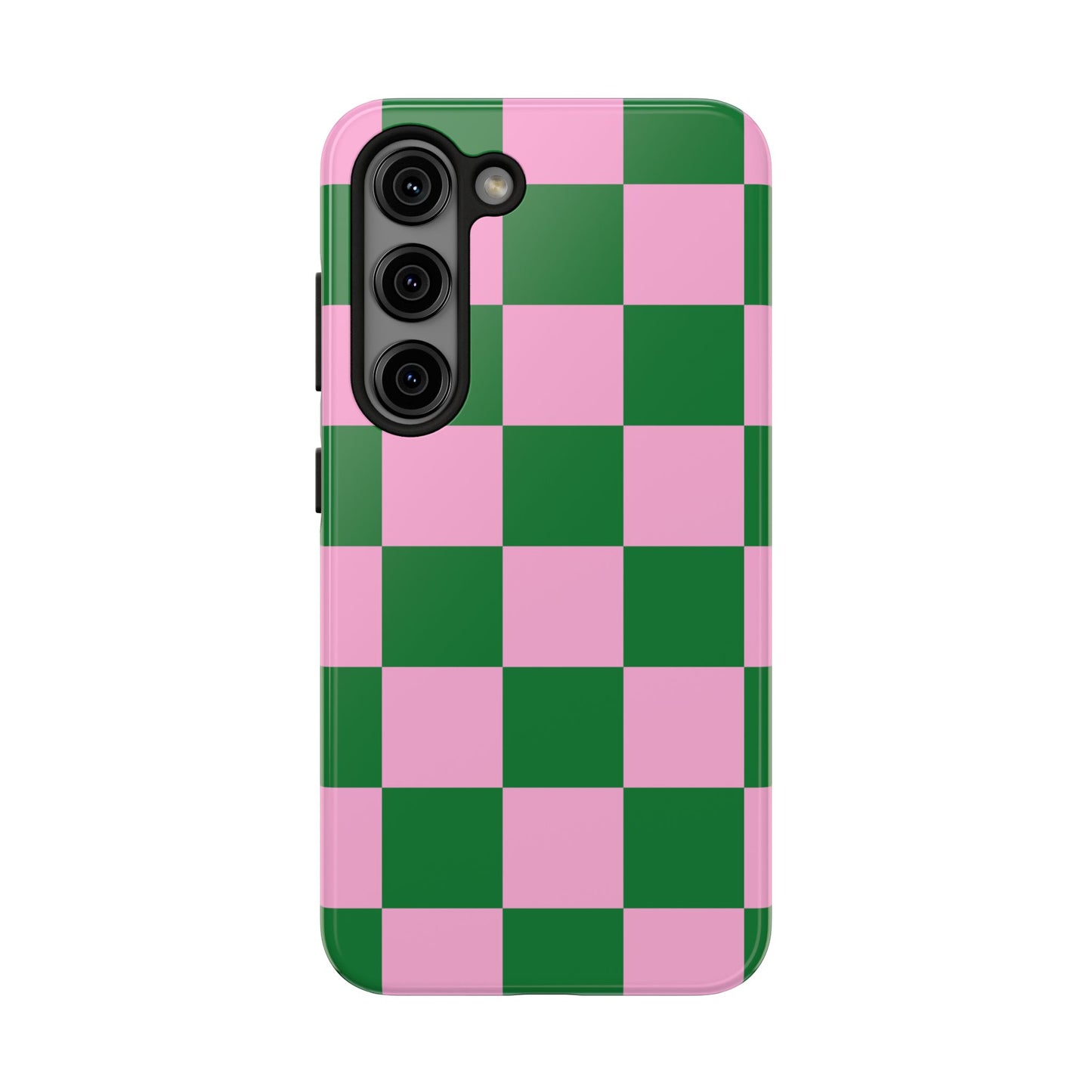 Pink Retro Checkered Phone Case – 90s Aesthetic, Vintage Grid Pattern for iPhone & Samsung