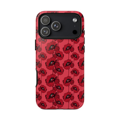 Red Poppy Phone Case for iPhone, Samsung & Google Pixel – Bold Floral Statement Aesthetic - JGUS