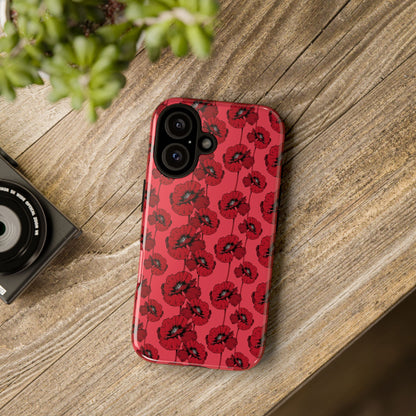 Red Poppy Phone Case for iPhone, Samsung & Google Pixel – Bold Floral Statement Aesthetic - JGUS
