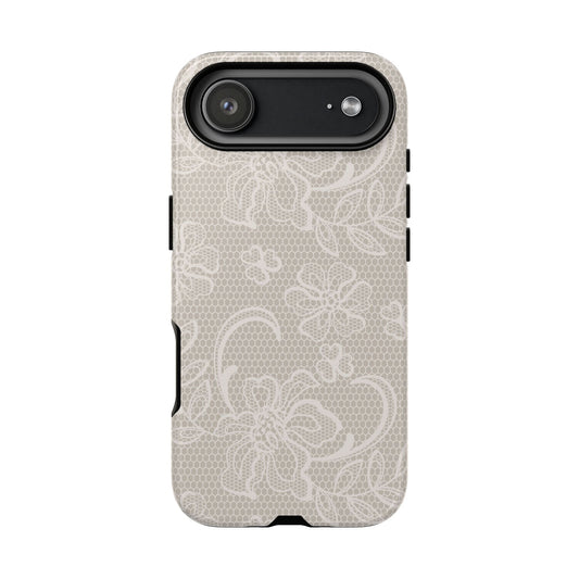 Lace Phone Case for iPhone Samsung Pixel – Cream Floral Elegant Aesthetic - JGUS