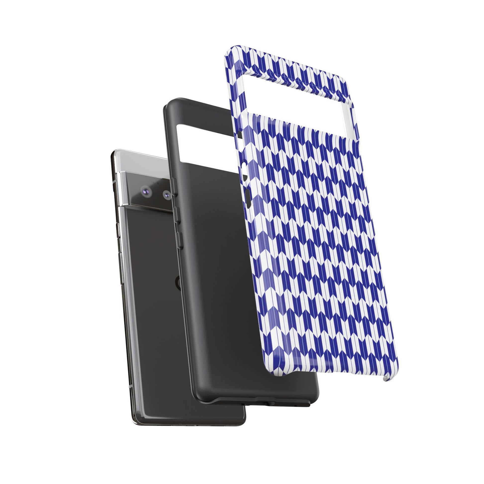 Navy Blue Geometric Phone Case for iPhone Samsung Pixel – Minimal Pattern Modern Aesthetic - JGUS