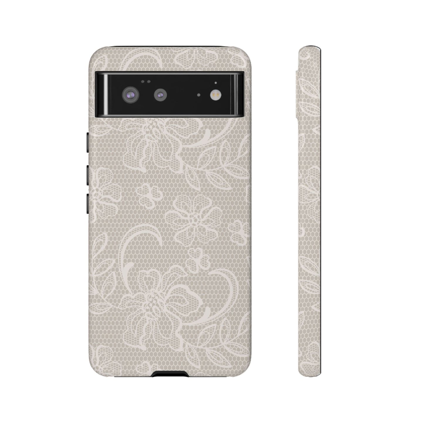 Lace Phone Case for iPhone Samsung Pixel – Cream Floral Elegant Aesthetic - JGUS