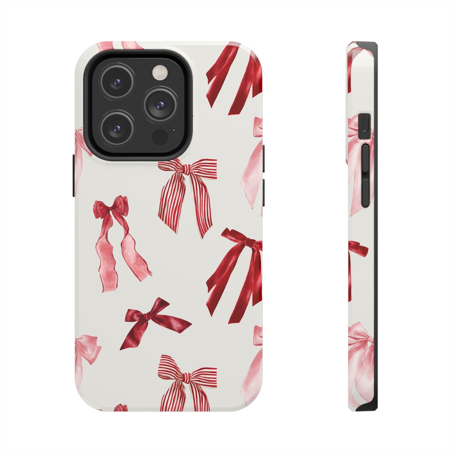 Burgundy Chic Bow Design Phone Case – Customizable, Dual-Layer Protection for iPhone & Samsung