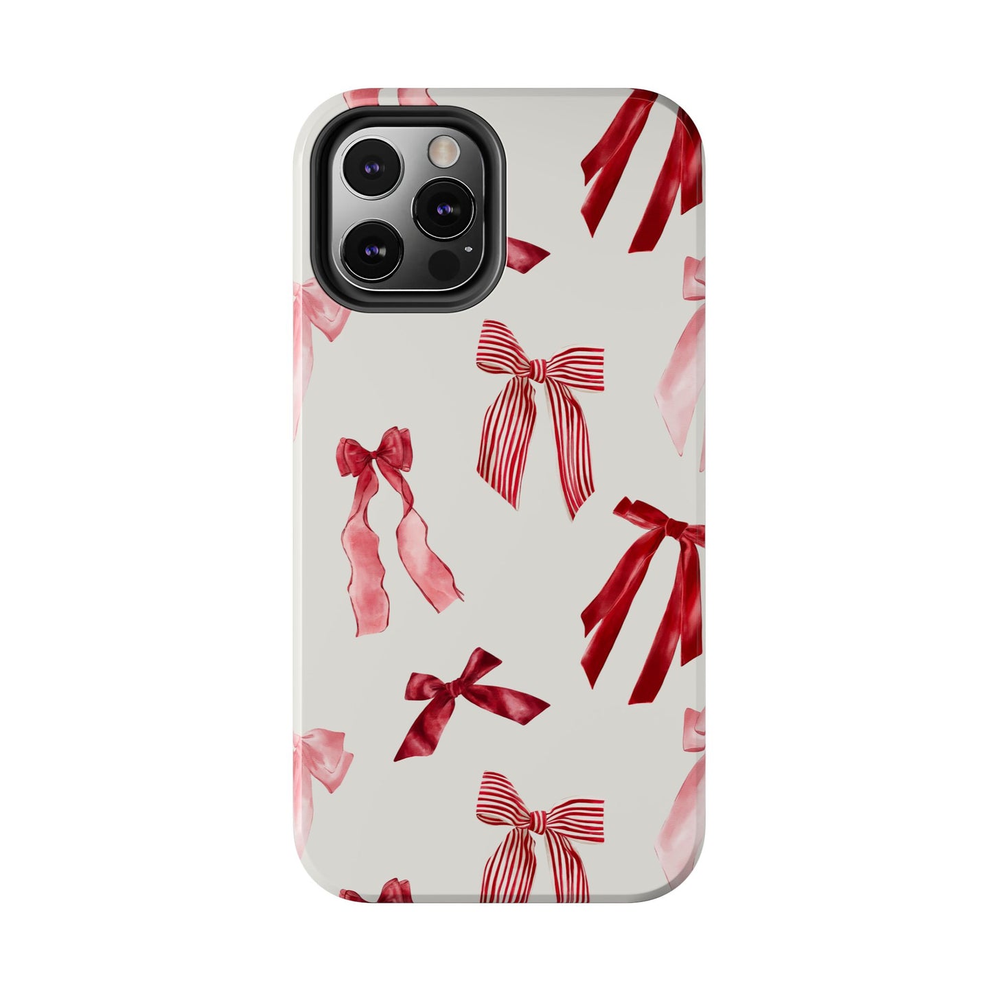 Burgundy Chic Bow Design Phone Case – Customizable, Dual-Layer Protection for iPhone & Samsung