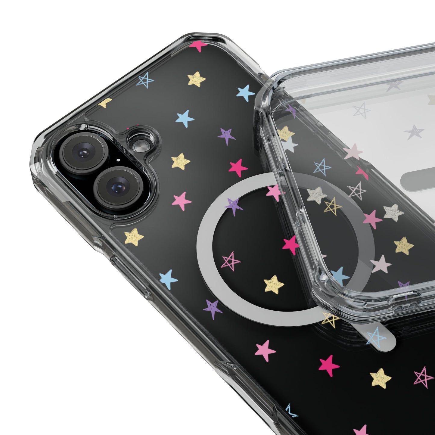 Star Pattern Clear Mag Safe Case, Magnetic Clear Impact Case