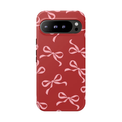 Pink Bows on Red Phone Case - JGUS
