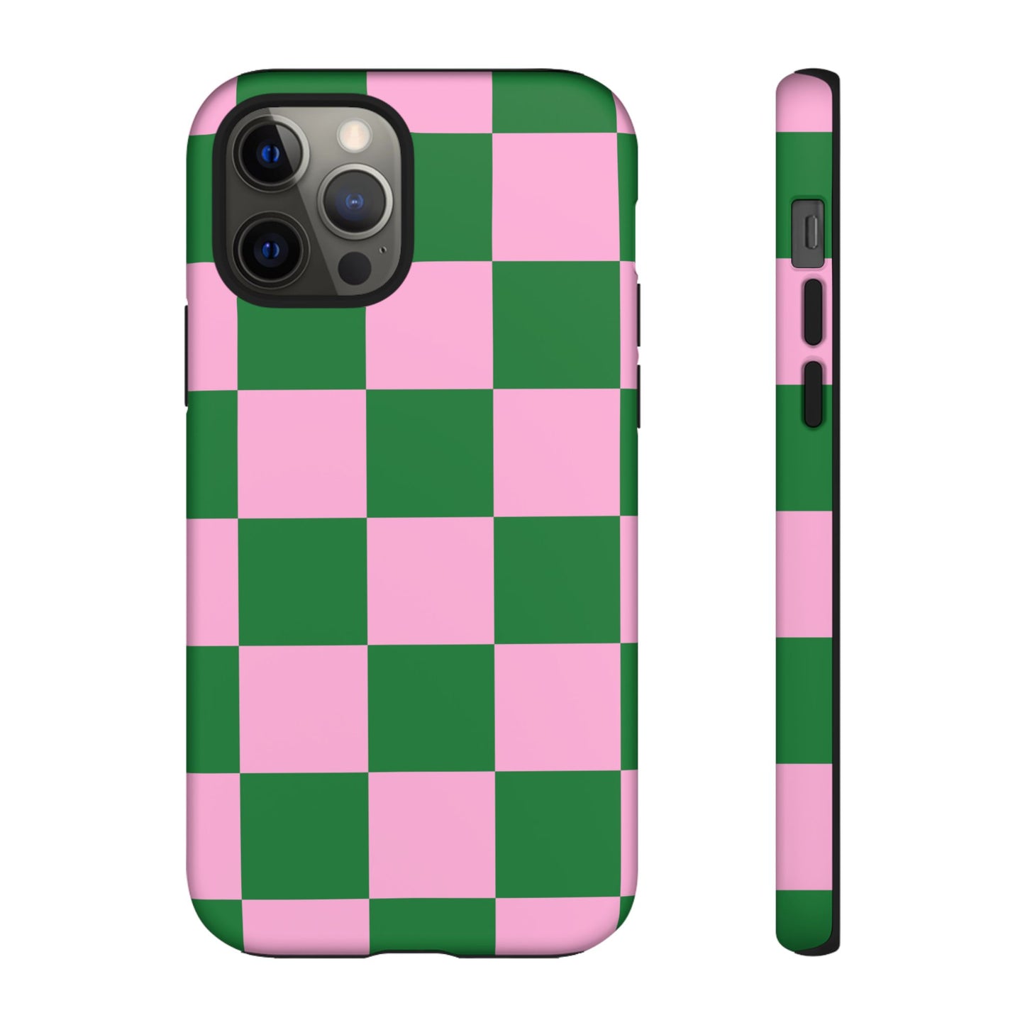 Pink Retro Checkered Phone Case – 90s Aesthetic, Vintage Grid Pattern for iPhone & Samsung - JGUS