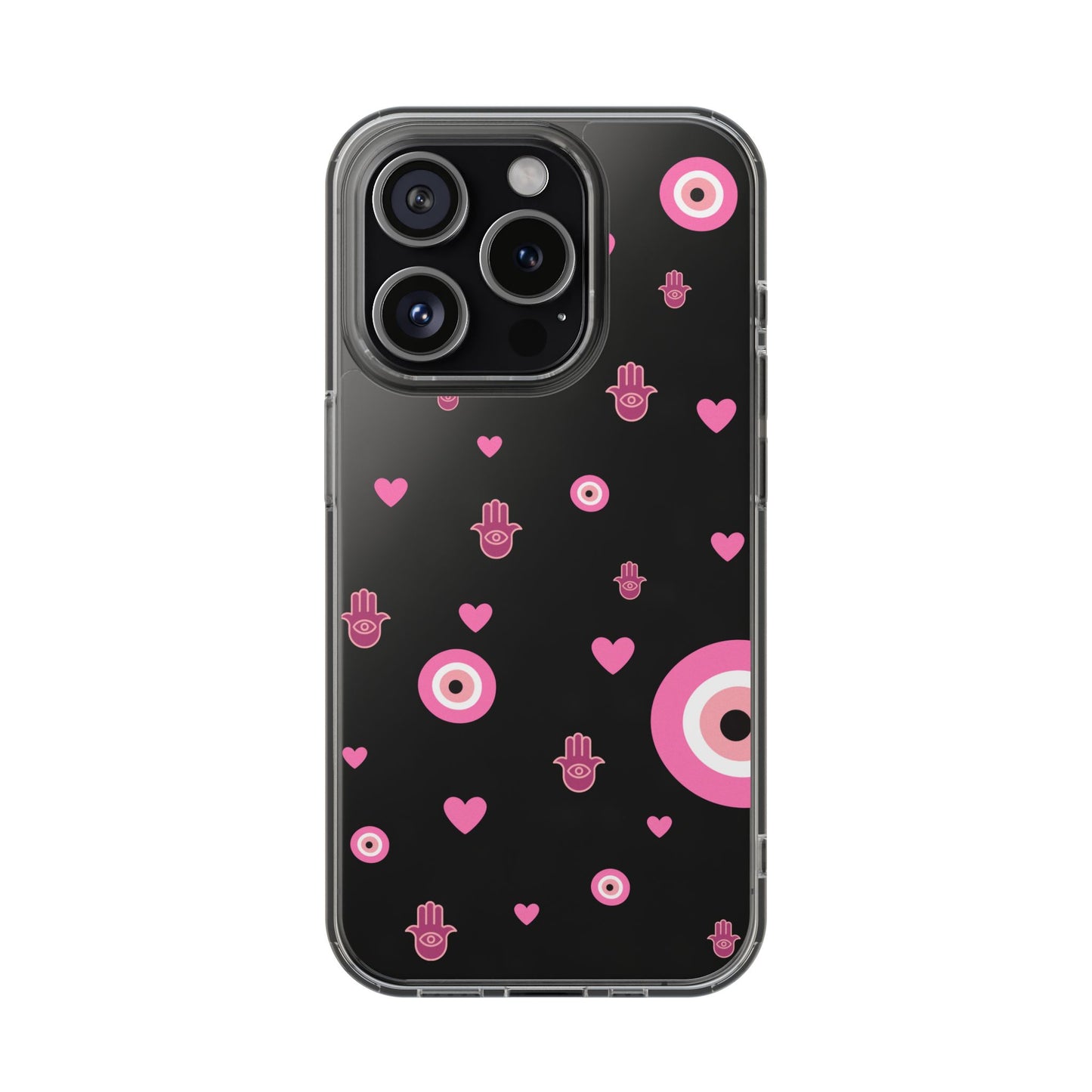 Devil's eye & Pink Hamsa Hand Clear Phone Case