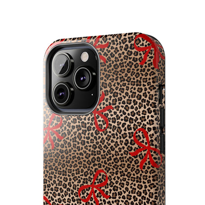 Bold Bow Leopard Print Phone Case – Aesthetic Protective Cover for iPhone & Samsung - Fashionable Animal Print Cover