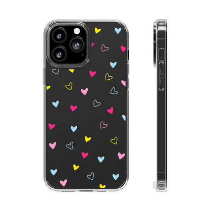 Transparent Heart Design Pattern Clear Phone Case