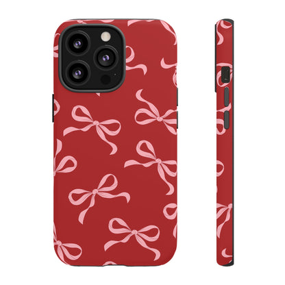 Pink Bows on Red Phone Case - JGUS
