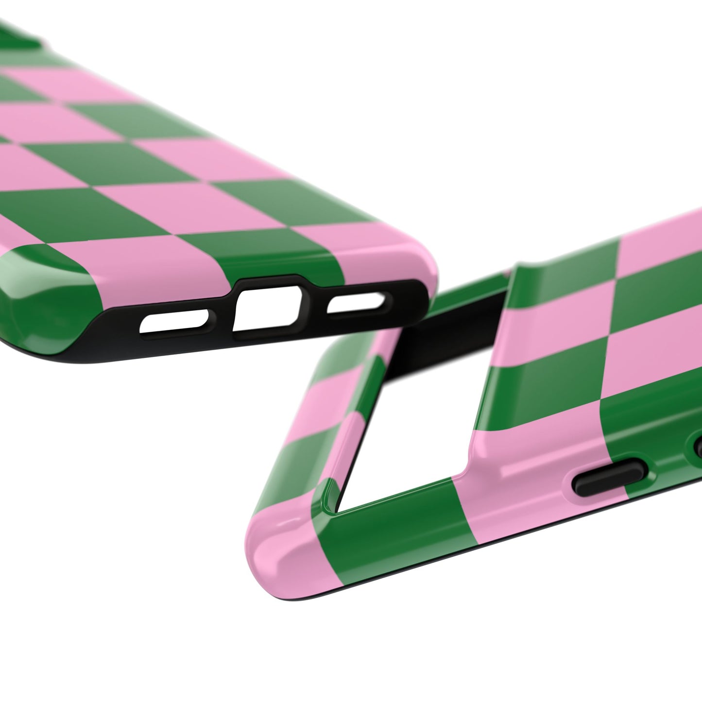 Pink Retro Checkered Phone Case – 90s Aesthetic, Vintage Grid Pattern for iPhone & Samsung - JGUS