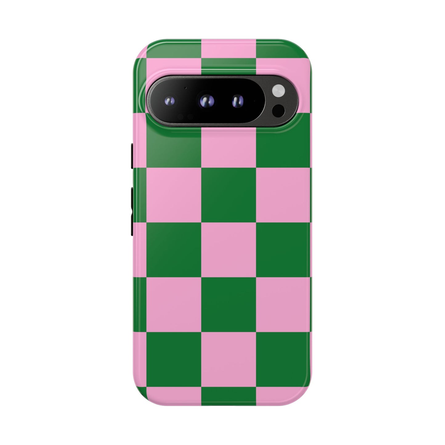 Pink Retro Checkered Phone Case – 90s Aesthetic, Vintage Grid Pattern for iPhone & Samsung - JGUS