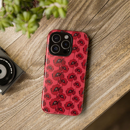 Red Poppy Phone Case for iPhone, Samsung & Google Pixel – Bold Floral Statement Aesthetic - JGUS