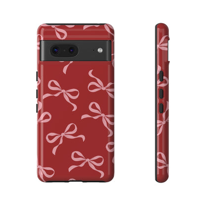 Pink Bows on Red Phone Case - JGUS