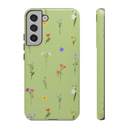 Pastel Green Wildflower Phone Case – Cute Floral Pattern for iPhone & Samsung