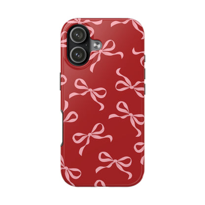 Pink Bows on Red Phone Case