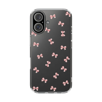 Pink Bow Dreams Clear Phone Case