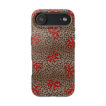 Bold Bow Leopard Print Phone Case – Aesthetic Protective Cover for iPhone & Samsung - Fashionable Animal Print Cover