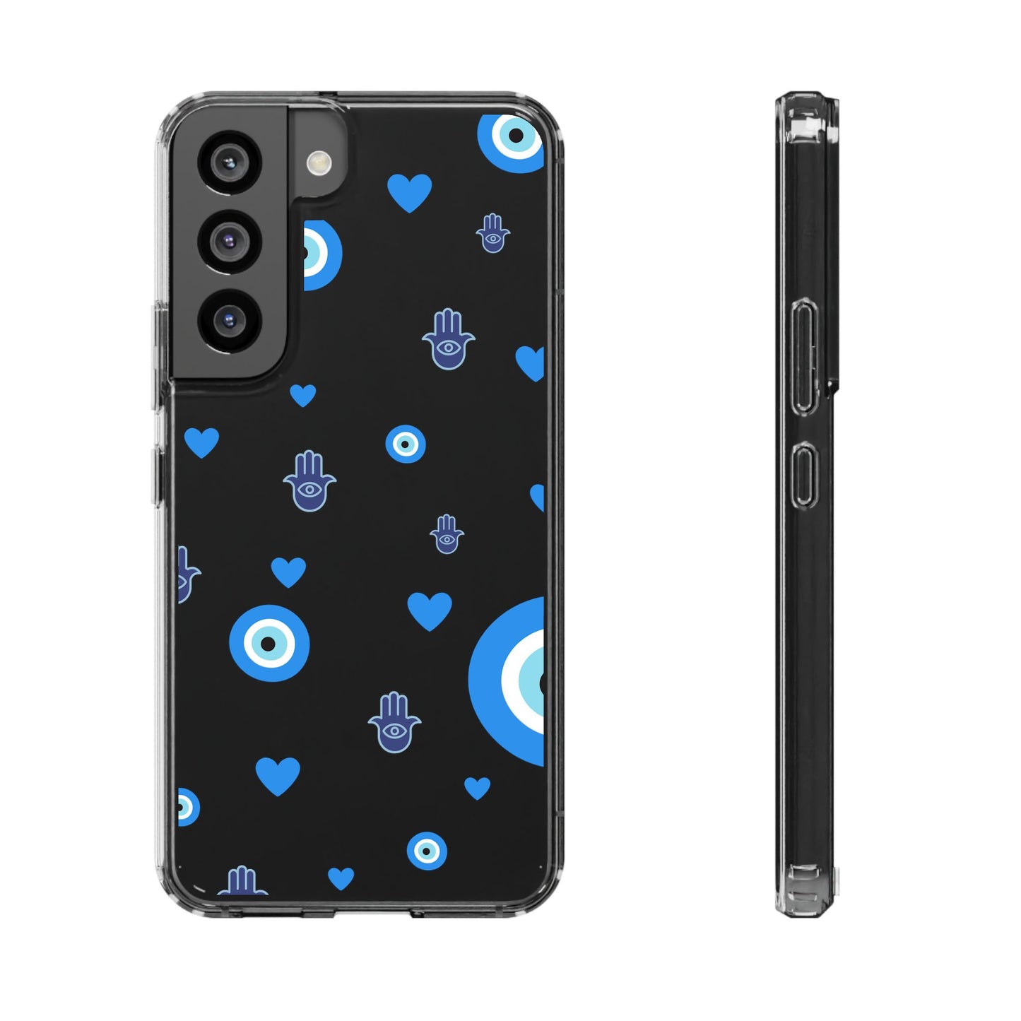 Blue Evil Eye Pattern Clear Phone Case