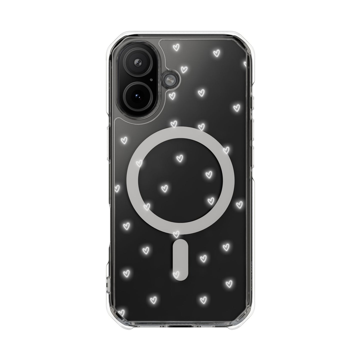 Neon Heart Bling Clear MagSafe Case