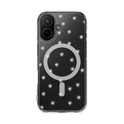 Neon Heart Bling Clear MagSafe Case