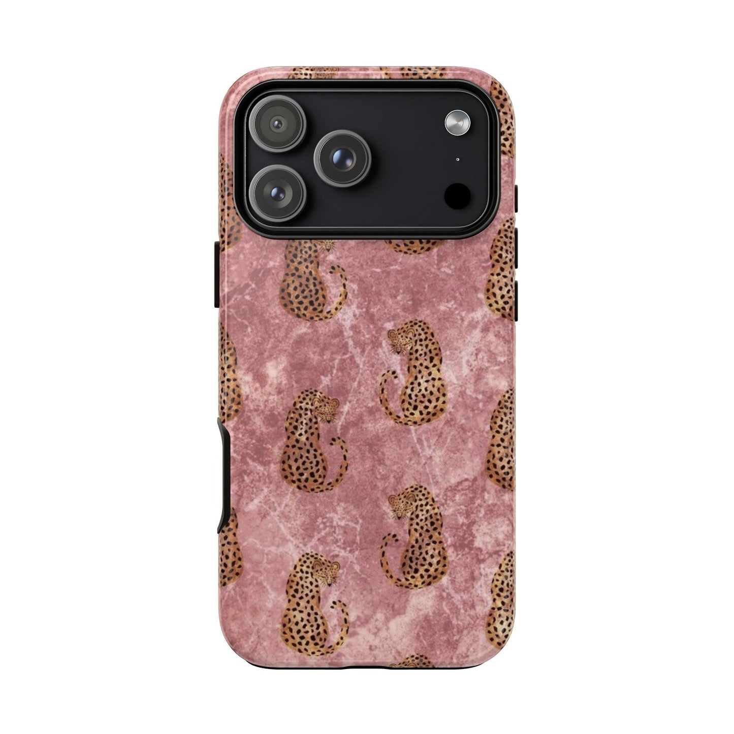 Pink Leopard Print Marble Phone Case – Cute Animal Design for iPhone & Samsung