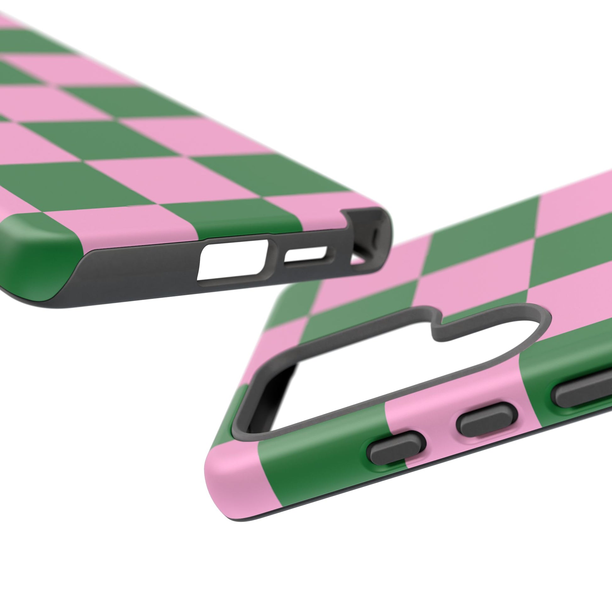 Pink Retro Checkered Phone Case – 90s Aesthetic, Vintage Grid Pattern for iPhone & Samsung - JGUS