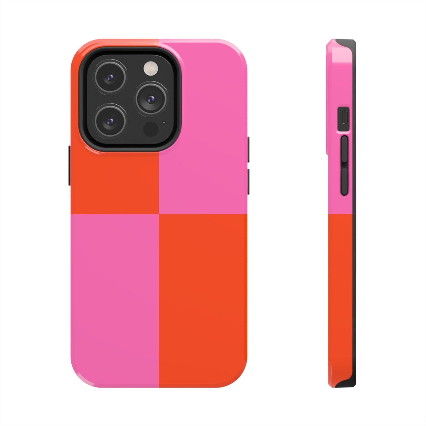 Plaid Sunset Orange & Pink Phone Case – Bold, Durable, Stylish