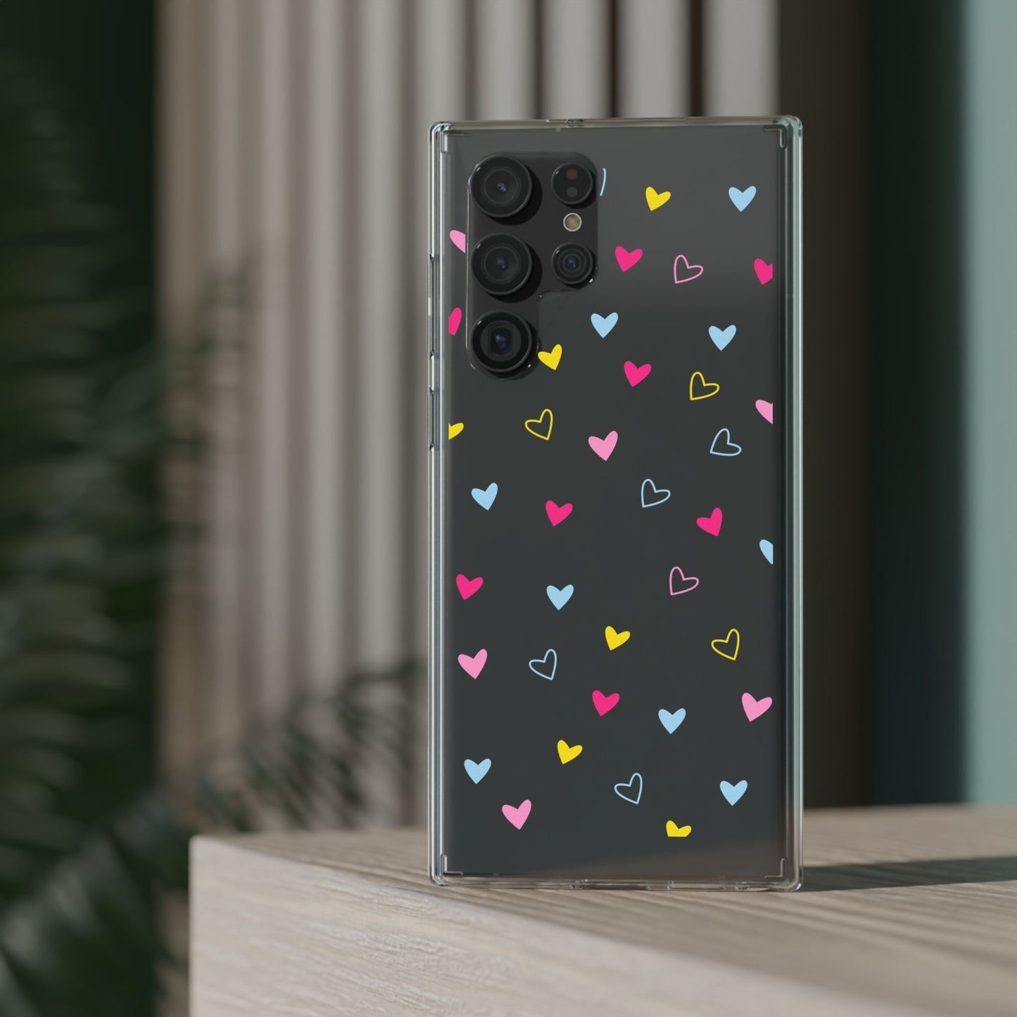 Transparent Heart Design Pattern Clear Phone Case