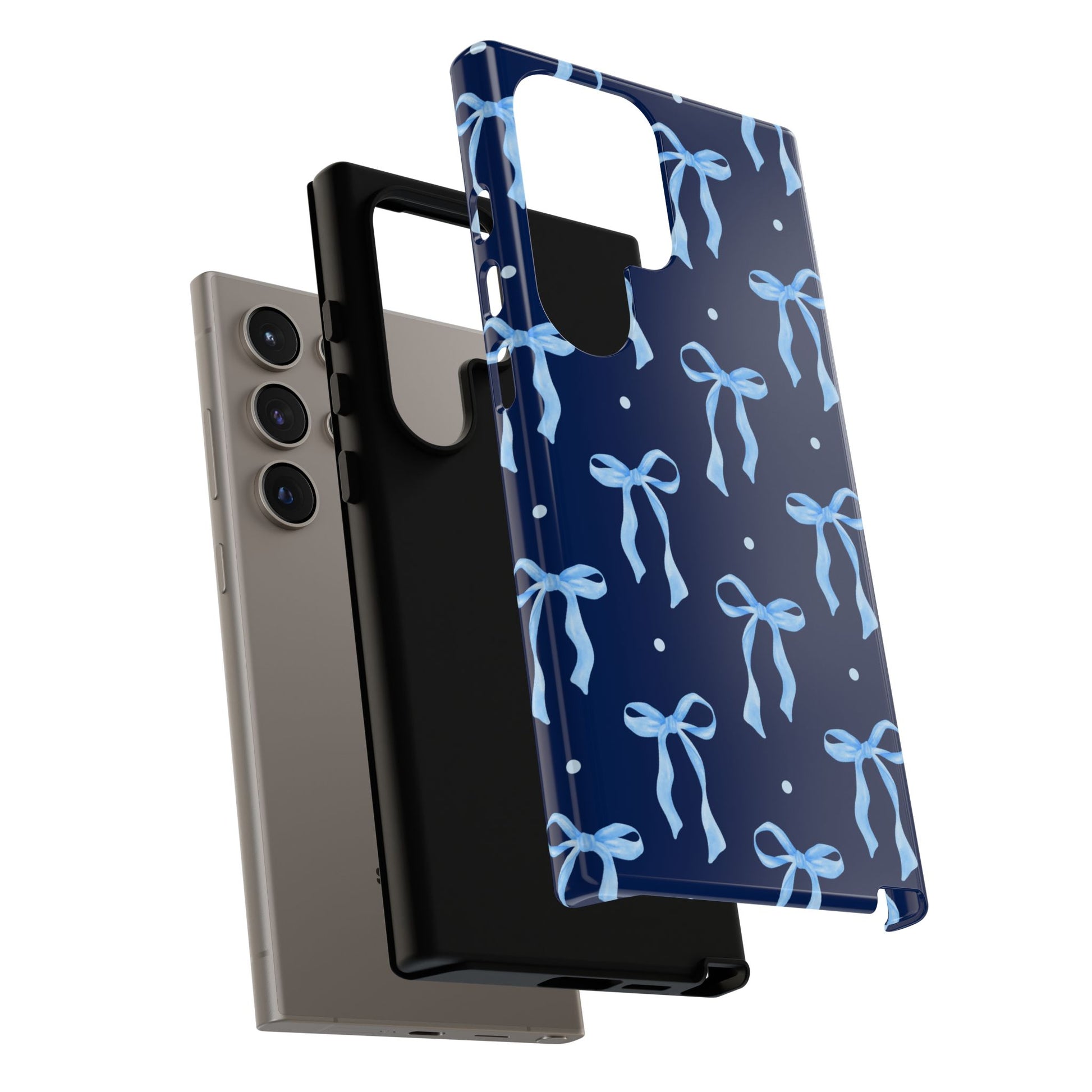 Bows & Blues Phone Case – Aesthetic Ribbon Print | Fits iPhone & Samsung - JGUS