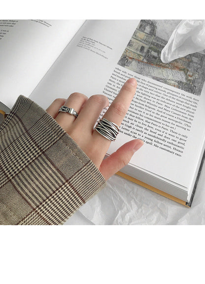 Retro Geometric Sterling Silver Plating Open Ring | Unique Fashion Accessory