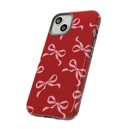 Pink Bows on Red Phone Case - JGUS