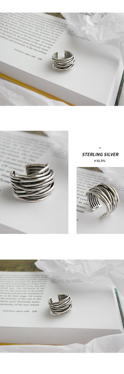 Retro Geometric Sterling Silver Plating Open Ring | Unique Fashion Accessory