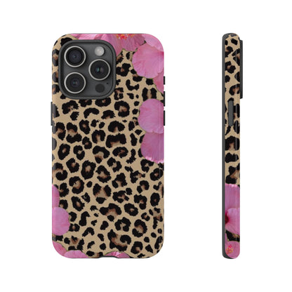 Leopard Bloom Pink Floral Phone Case – Trendy Animal Print Case for iPhone & Samsung