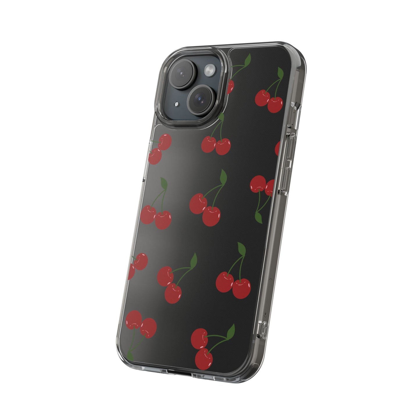 Random Cherry Pattern Clear Phone Case – Playful and Protective