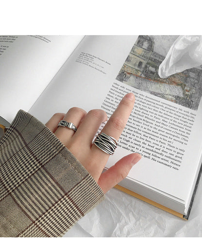 Retro Geometric Sterling Silver Plating Open Ring | Unique Fashion Accessory