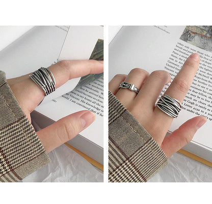 Retro Geometric Sterling Silver Plating Open Ring | Unique Fashion Accessory