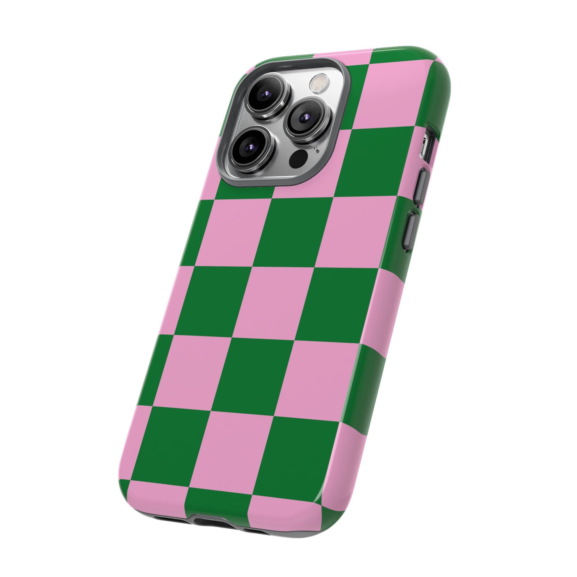 Pink Retro Checkered Phone Case – 90s Aesthetic, Vintage Grid Pattern for iPhone & Samsung - JGUS