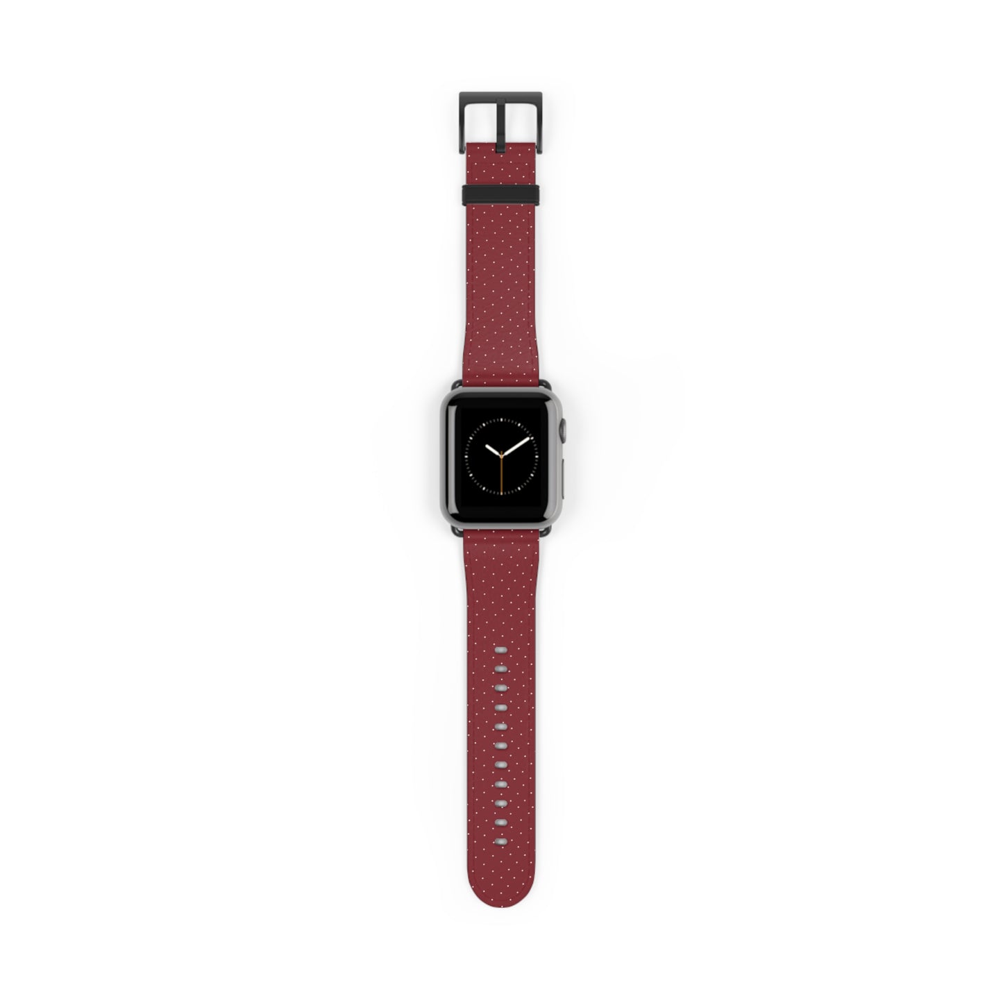 Burgundy & White Vegan Leather Apple Watch Band - Eco-Friendly & Festive Design