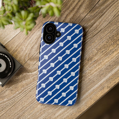 Navy Blue Seashell Phone Case for iPhone Samsung Pixel – Nautical Coastal Stripe Aesthetic - JGUS