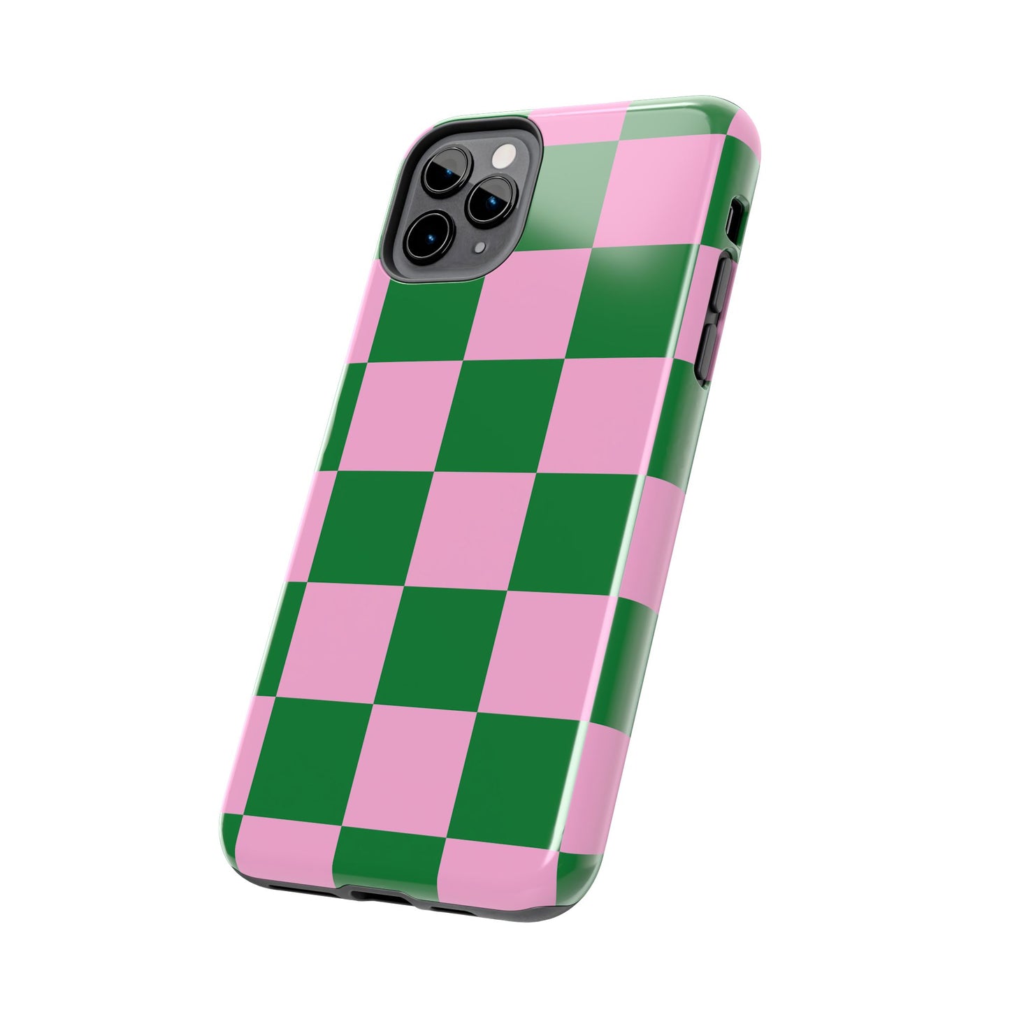 Pink Retro Checkered Phone Case – 90s Aesthetic, Vintage Grid Pattern for iPhone & Samsung