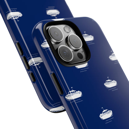 Blue Boat Phone Case – Calm Ocean Pattern for iPhone & Samsung, Durable & Stylish Protection - JGUS
