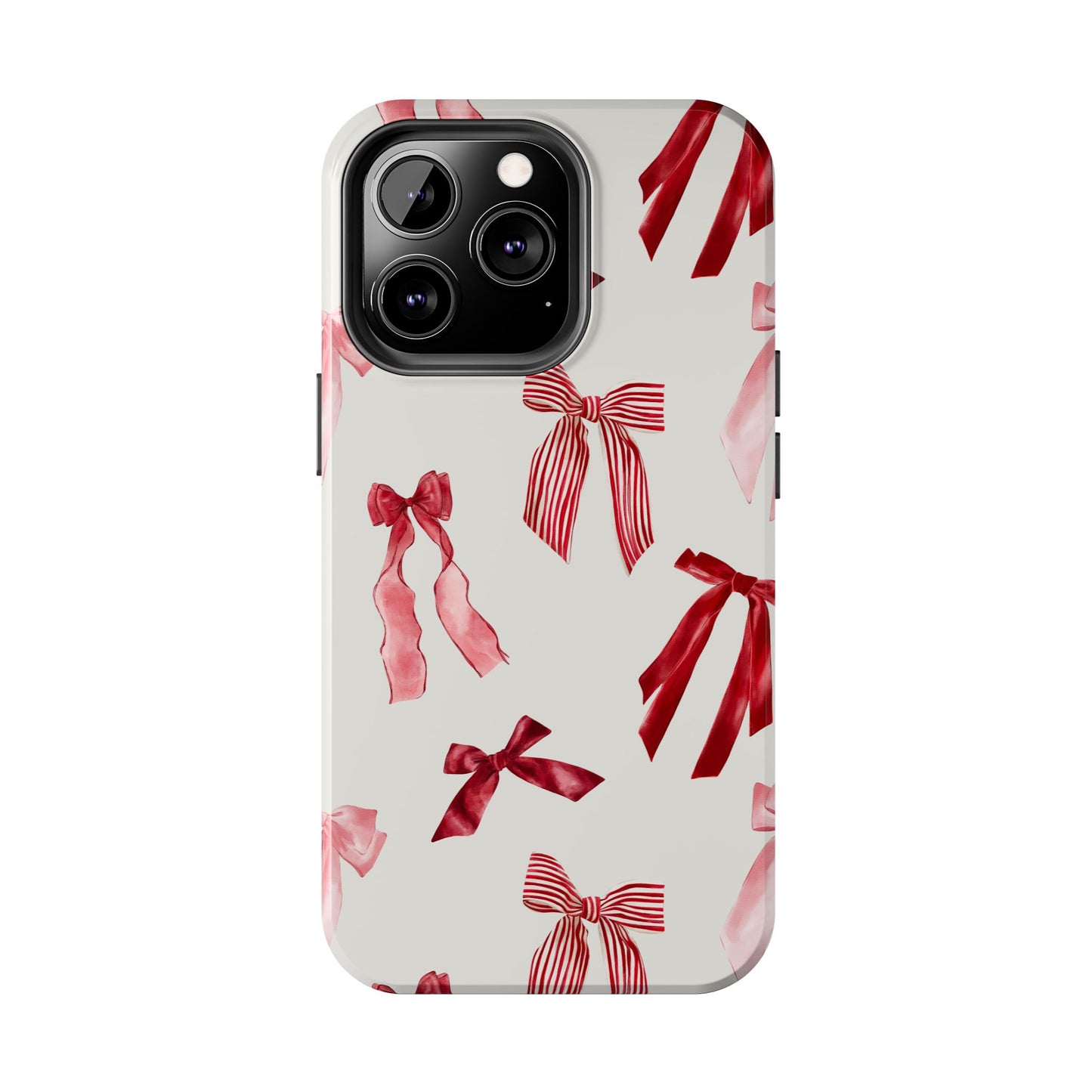 Burgundy Chic Bow Design Phone Case – Customizable, Dual-Layer Protection for iPhone & Samsung