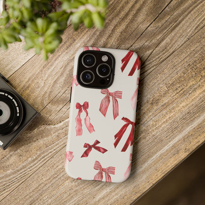 Burgundy Chic Bow Design Phone Case - JGUS