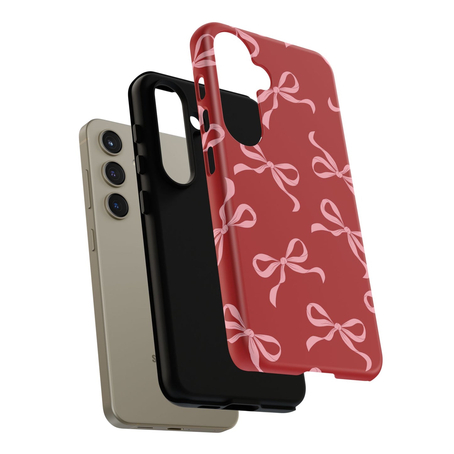 Pink Bows on Red Phone Case - JGUS