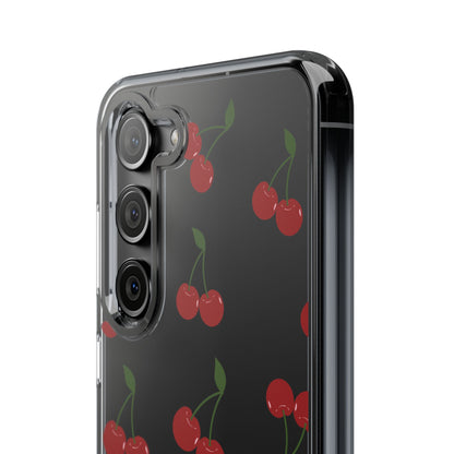 Random Cherry Pattern Clear Phone Case – Playful and Protective