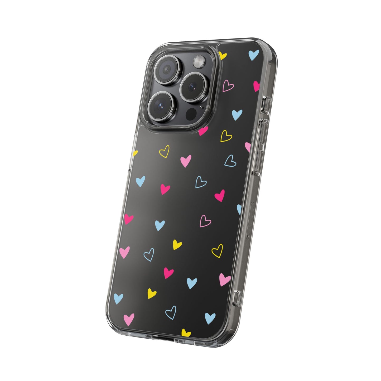 Transparent Heart Design Pattern Clear Phone Case