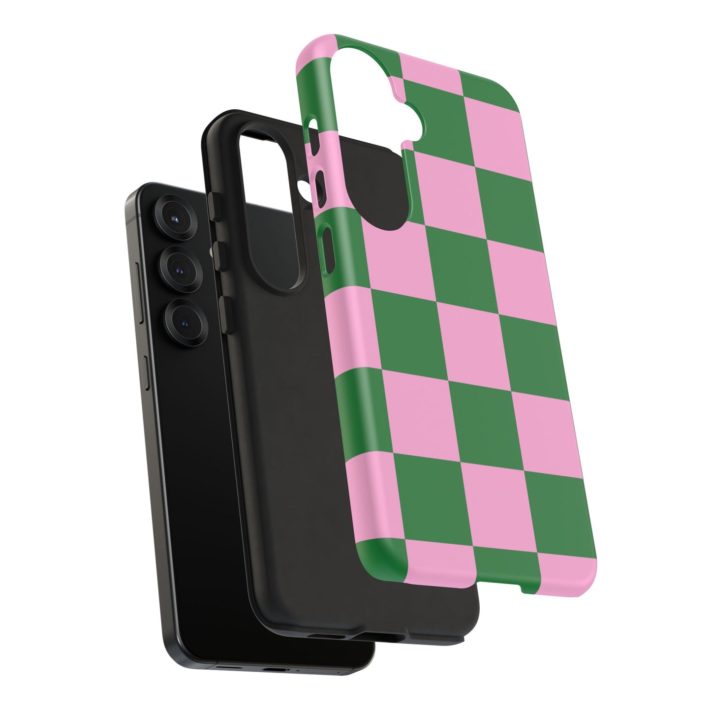 Pink Retro Checkered Phone Case – 90s Aesthetic, Vintage Grid Pattern for iPhone & Samsung - JGUS